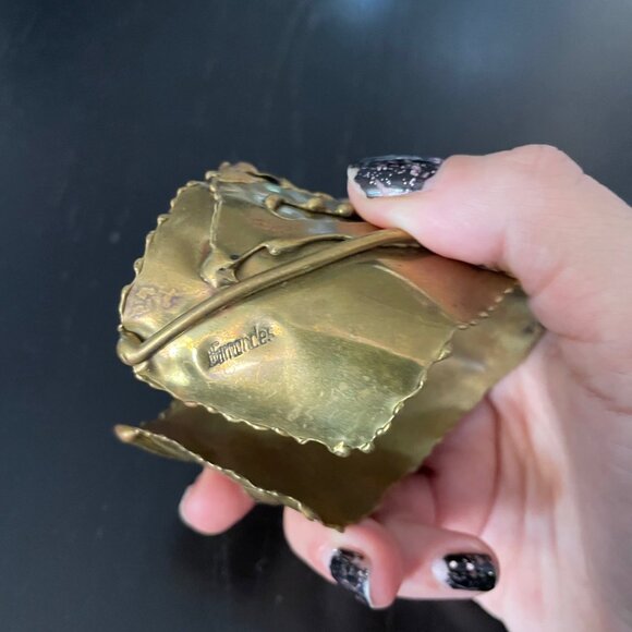 RARE VINTAGE Carvalhu Ernandes brass cuff bracelet, 2 raw cut amethyst stones - Picture 2 of 2